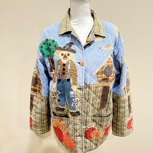 Vintage Patch Magic Quilted Reversible Embroidered Folk Art Jacket  Sz Small